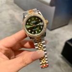 Rolex Datejust 2236 Movement 31mm Green Face Diamond Bezel TT Band Lady Watch